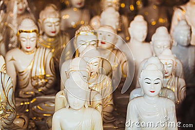 Marble Buddha carving workshop, Mandalay, Burma, March 2019 Editorial Stock Photo