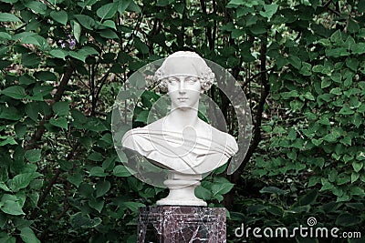 Marble bust of the Grand Duchess Alexandra in Petergof. Editorial Stock Photo