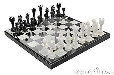 Marble Chess Set isolated on white background - 3D rendering Stock Photo