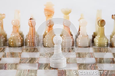 Marble chess in white Stock Photo