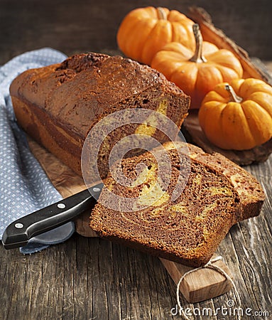 Marble chocolate pumpkin cake Stock Photo
