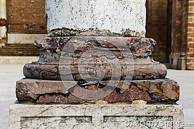 Marble column base, from salemi, sicily Stock Photo