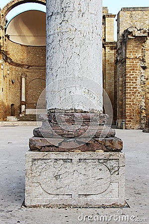 Marble column base, from salemi, sicily Stock Photo
