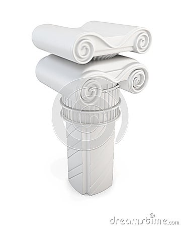 Marble column on white background. 3d illustration Cartoon Illustration