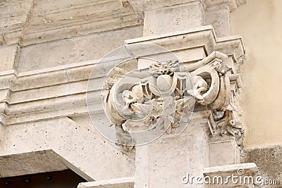 Marble Corinthian capital Stock Photo