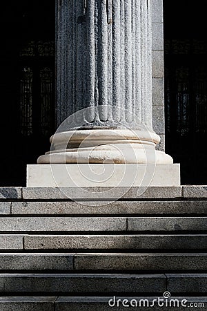 Marble Corinthian Column Base in Public Building Stock Photo