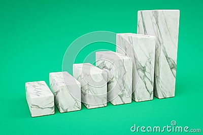 marble cubes stair raising graph in a row infinite colorfull background 3D Illustration Stock Photo