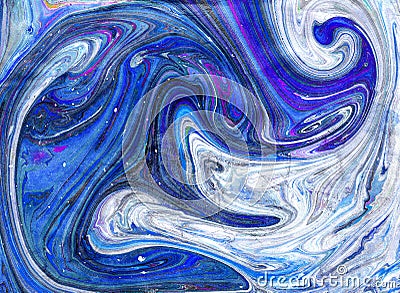 Marble ebru colorful acrylic pouring pattern background. Cartoon Illustration