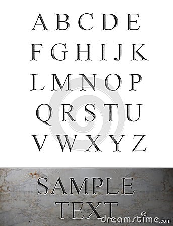 Marble Engraved Alphabet Stock Photo