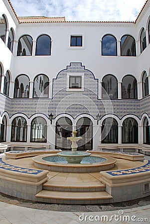 Marble fountain in arabic style patio(Morocco) Stock Photo