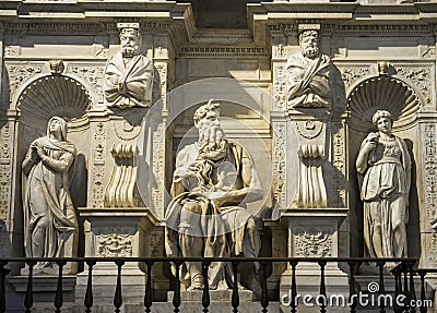 Marble group with statues of Moses Stock Photo
