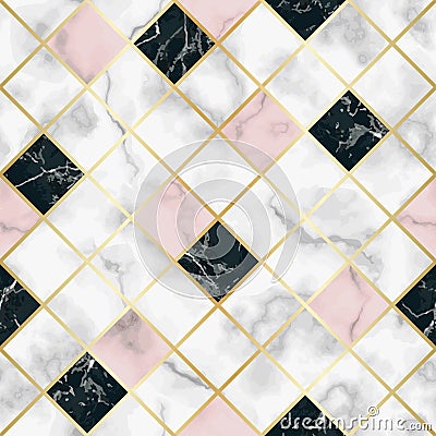 Marble Luxury Geometric Seamless Pattern Vector Illustration