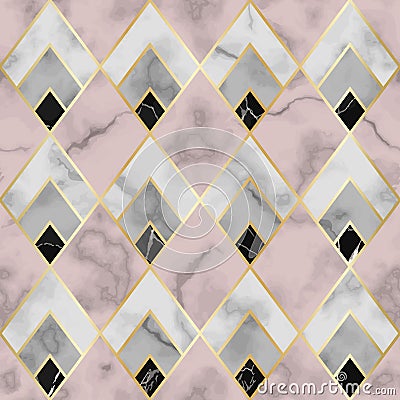 Marble Luxury Geometric Seamless Pattern. Vector Repeat Background Vector Illustration