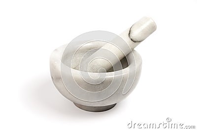Marble mortar and pestle Stock Photo