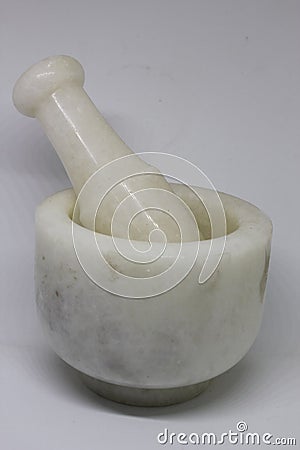A Marble Mortar and pestle Stock Photo