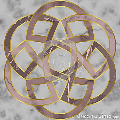 Marble Mosaic Seamless Patterns with Round Medallion Vector Illustration