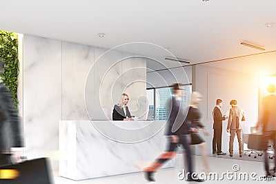 Marble office, reception, people Stock Photo