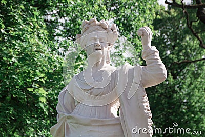 Marble old woman statue in Peterhof. Editorial Stock Photo