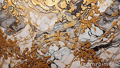 Marble patterned background, abstract natural golden, white and black marble Stock Photo