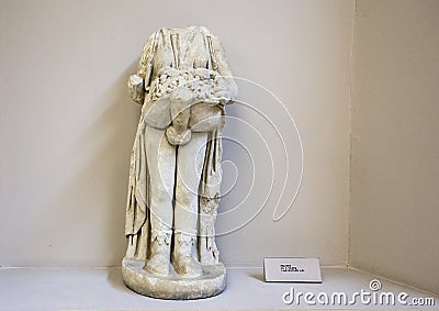 Marble Priapos statue from Ephesus, head and one hand missing Editorial Stock Photo