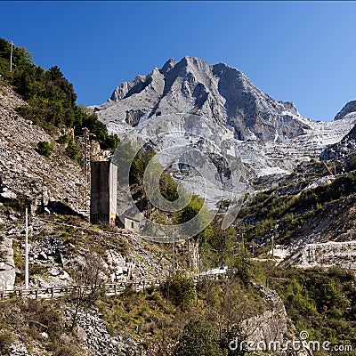 Marble quarry mountain view - Carrara, Italy Stock Photo