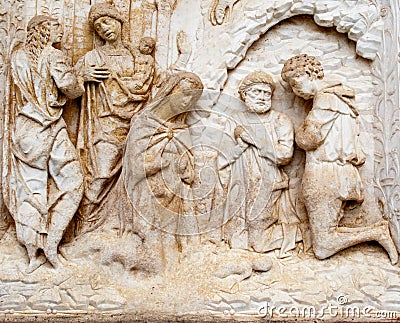 Marble relief biblical Stock Photo