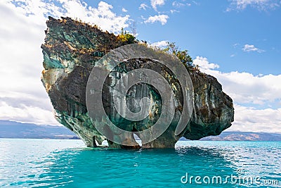 Marble rock on the lake of General Carrera Stock Photo