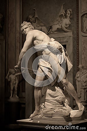 Marble sculpture David by Gian Lorenzo Bernini Editorial Stock Photo