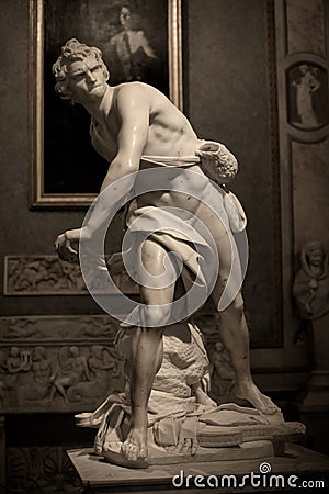 Marble sculpture David by Gian Lorenzo Bernini Editorial Stock Photo