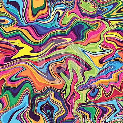 Marble seamless pattern in neon brightful colors. Vector Illustration