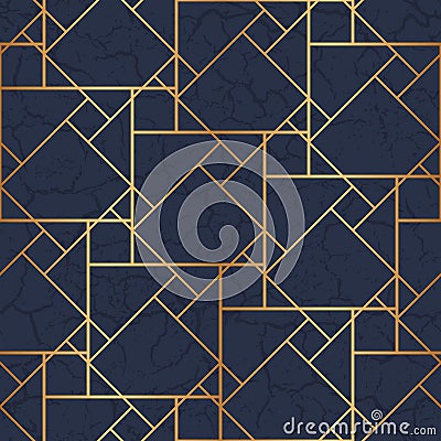 Marble seamless pattern. Repeating simple golden floor tile. Repeated abstract geometric background. Repeat grid design prints Vector Illustration