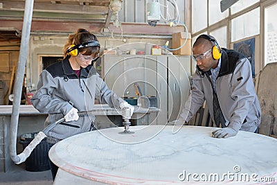 Marble setter polishing top Stock Photo