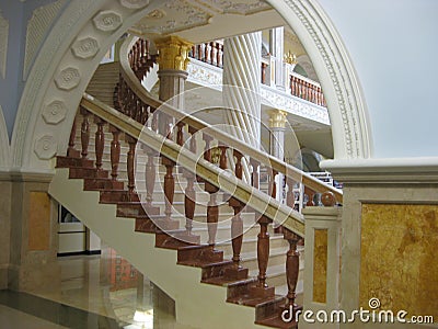 Marble staircase in the Museum of Akhmat-Haji Kadyrov in Grozny. Editorial Stock Photo