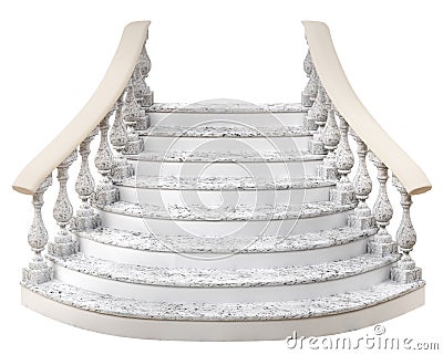 Marble staircase with semicircular steps 3D rendering on a white Stock Photo