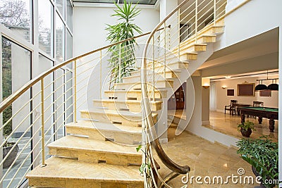 Marble stairs inside expensive house Stock Photo