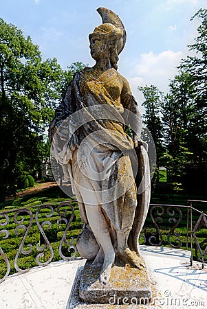 Statue Minerva Labyrinth of Love park Villa Pisani, Stra, Veneto, Italy Stock Photo