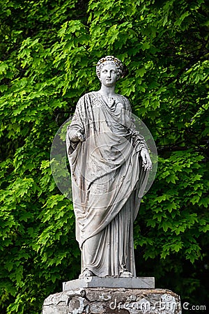 Marble statue of roman Ceres or greek Demeter in Stock Photo