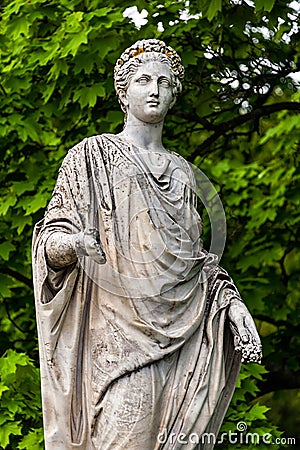 Marble statue of roman Ceres or greek Demeter in Stock Photo