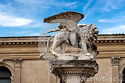 Winged Lion of Saint Mark - Piazza dei Signori Padua Veneto Italy Stock Photo