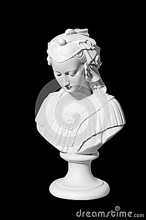 Marble statue woman on a black background Stock Photo