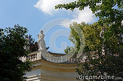 Marble Statues on a Neoclassic Balcony Stock Photo