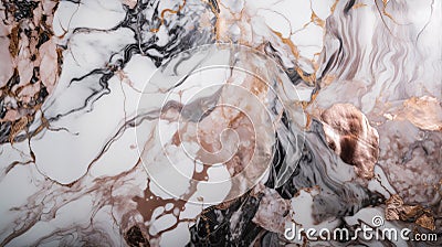 marble stone with rose gold details abstract background Stock Photo