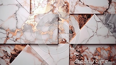 marble stone with rose gold details abstract background Stock Photo