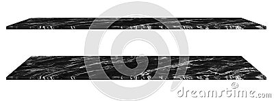 Marble table, counter top Black surface, Stone slab for display products isolated on white background have clipping path Stock Photo