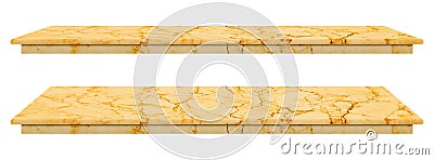 Marble table, counter top gold surface, Stone slab for display products isolated on white background have clipping path Stock Photo