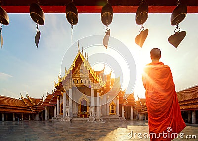 Marble Temple of Bangkok Editorial Stock Photo