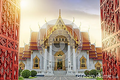 Marble Temple of Bangkok, Thailand. The famous marble temple Ben Stock Photo