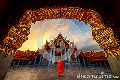 Marble Temple of Bangkok Editorial Stock Photo