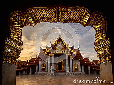 Marble Temple in Bangkok Thailand Stock Photo