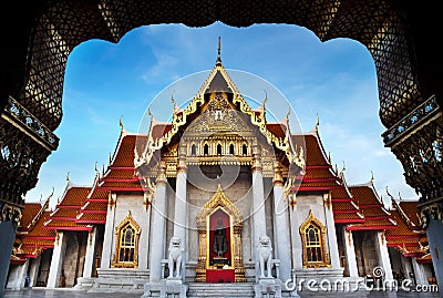 Marble Temple (Wat Benchamabophit Dusitvanaram), major tourist attraction, Bangkok, Thailand. Stock Photo